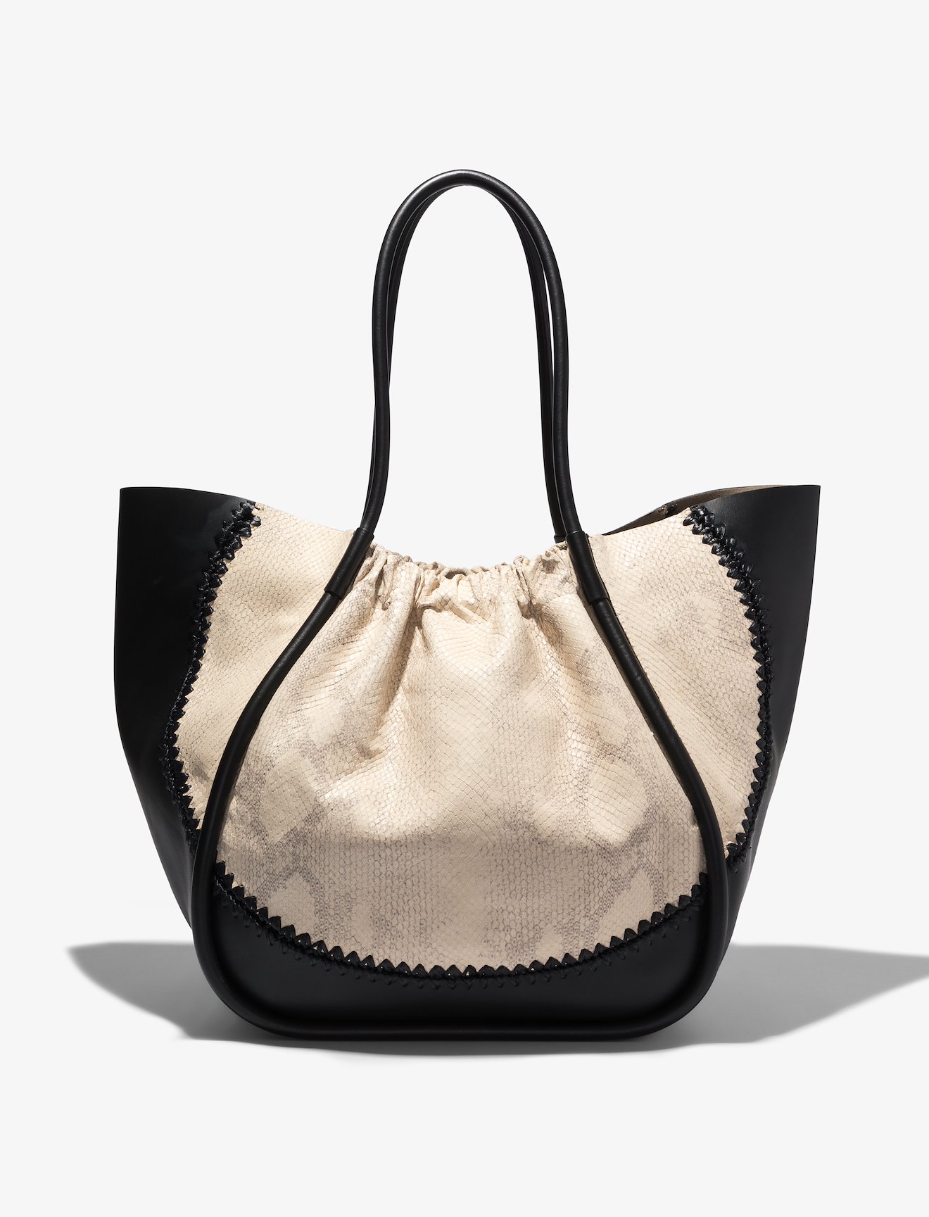 Two Tone Snake Embossed XL Ruched Tote #3