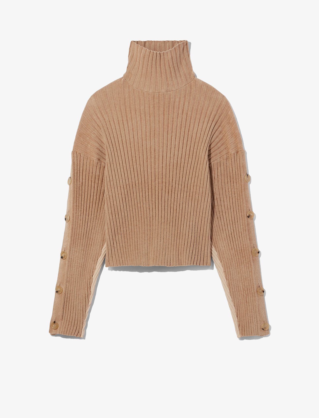 Velvet Merino Buttoned Turtleneck Sweater #4