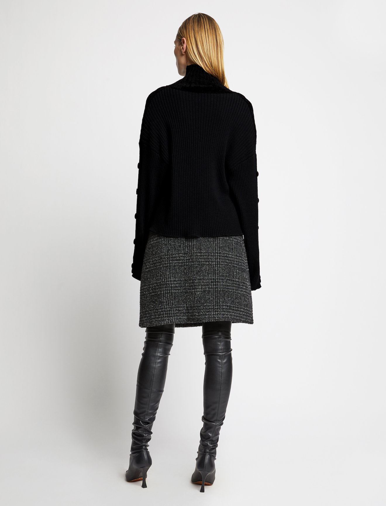Velvet Merino Buttoned Turtleneck Sweater #2
