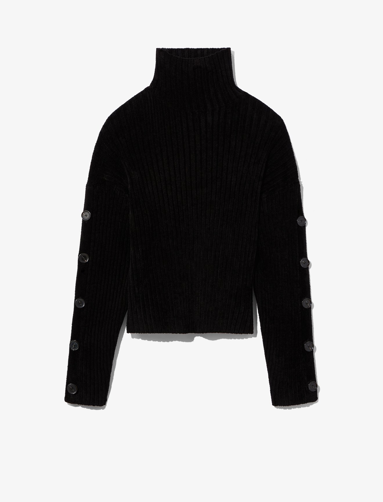 Velvet Merino Buttoned Turtleneck Sweater #4