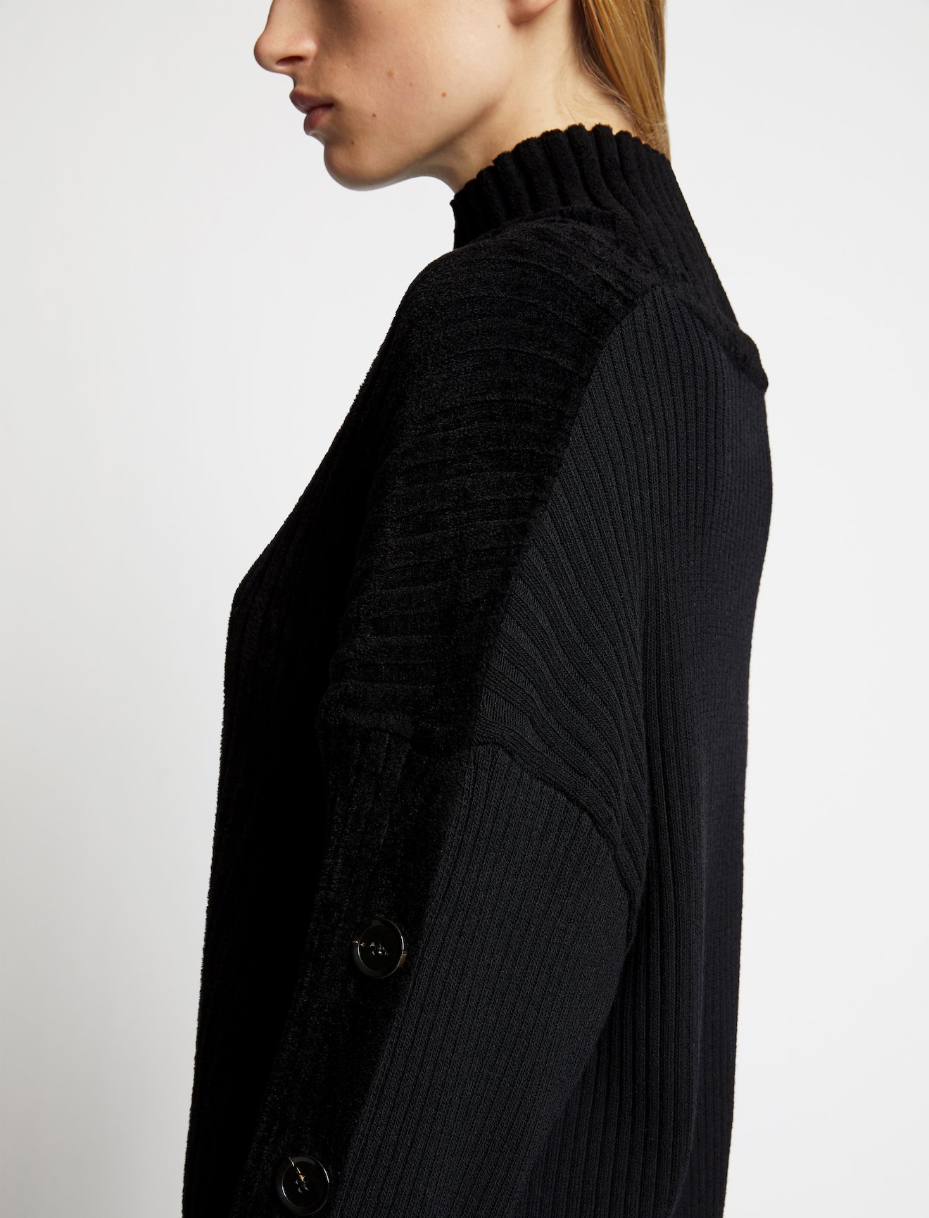 Velvet Merino Buttoned Turtleneck Sweater #3