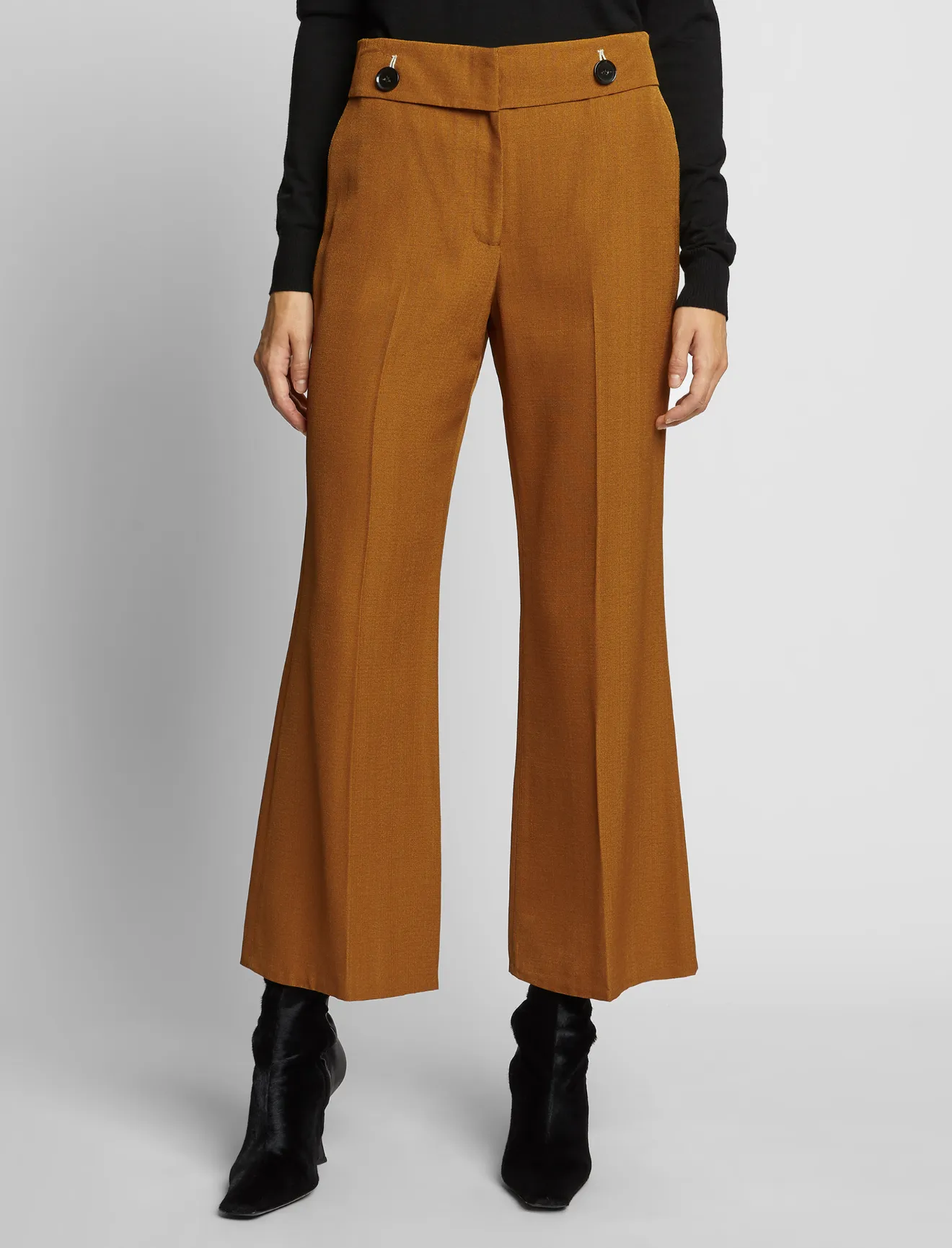 khaki flare pants
