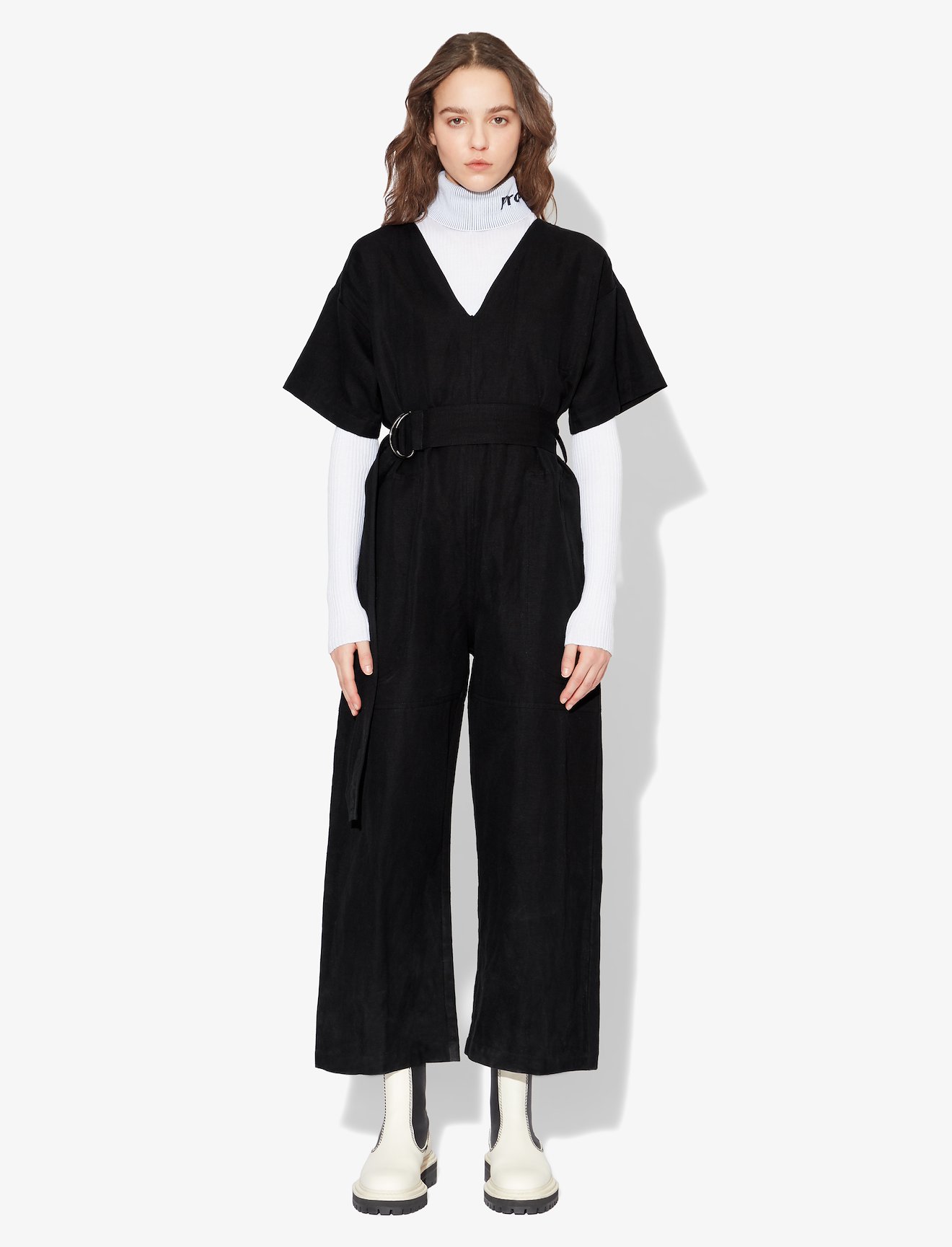 Washed Linen Belted Jumpsuit #1