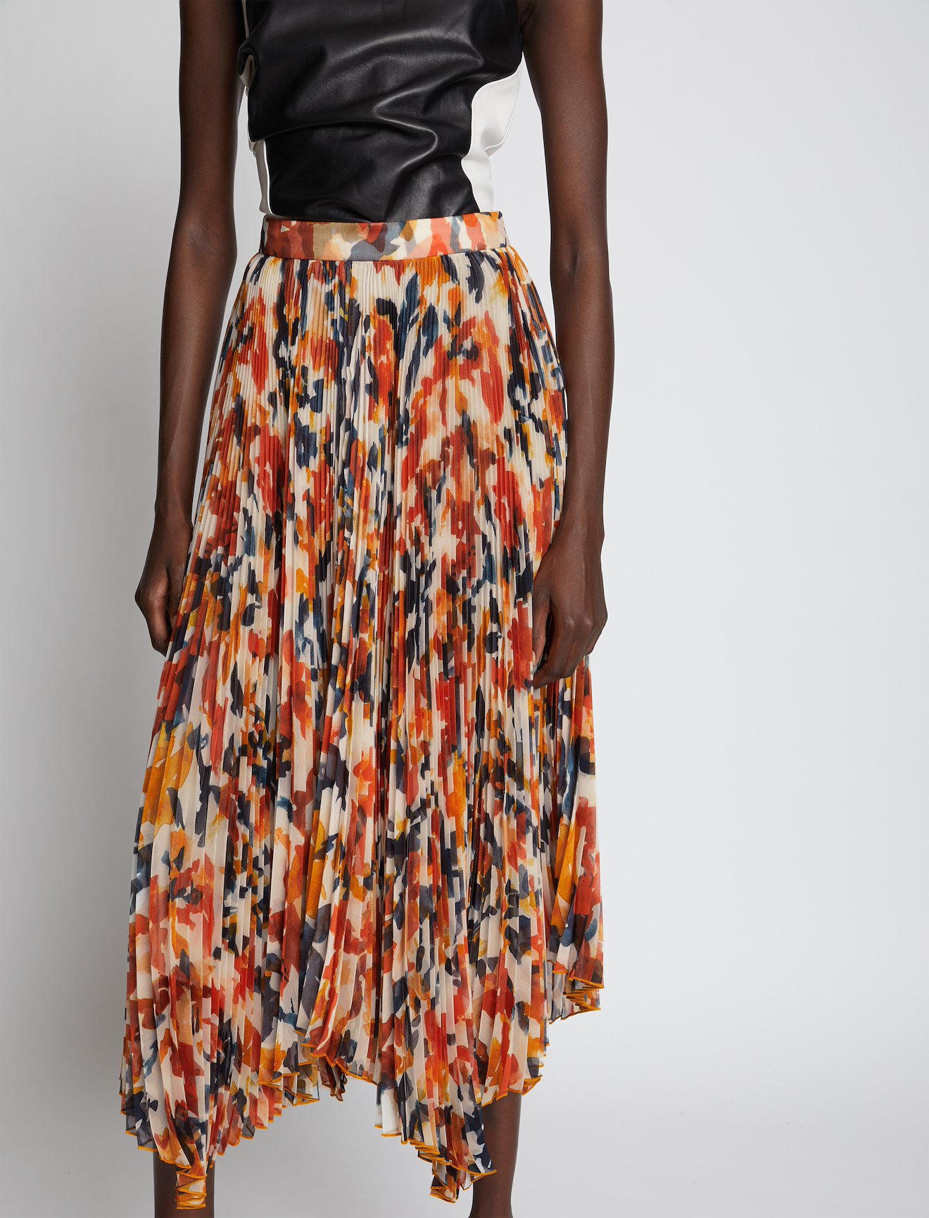 Watercolor Floral Pleated Chiffon Skirt #3
