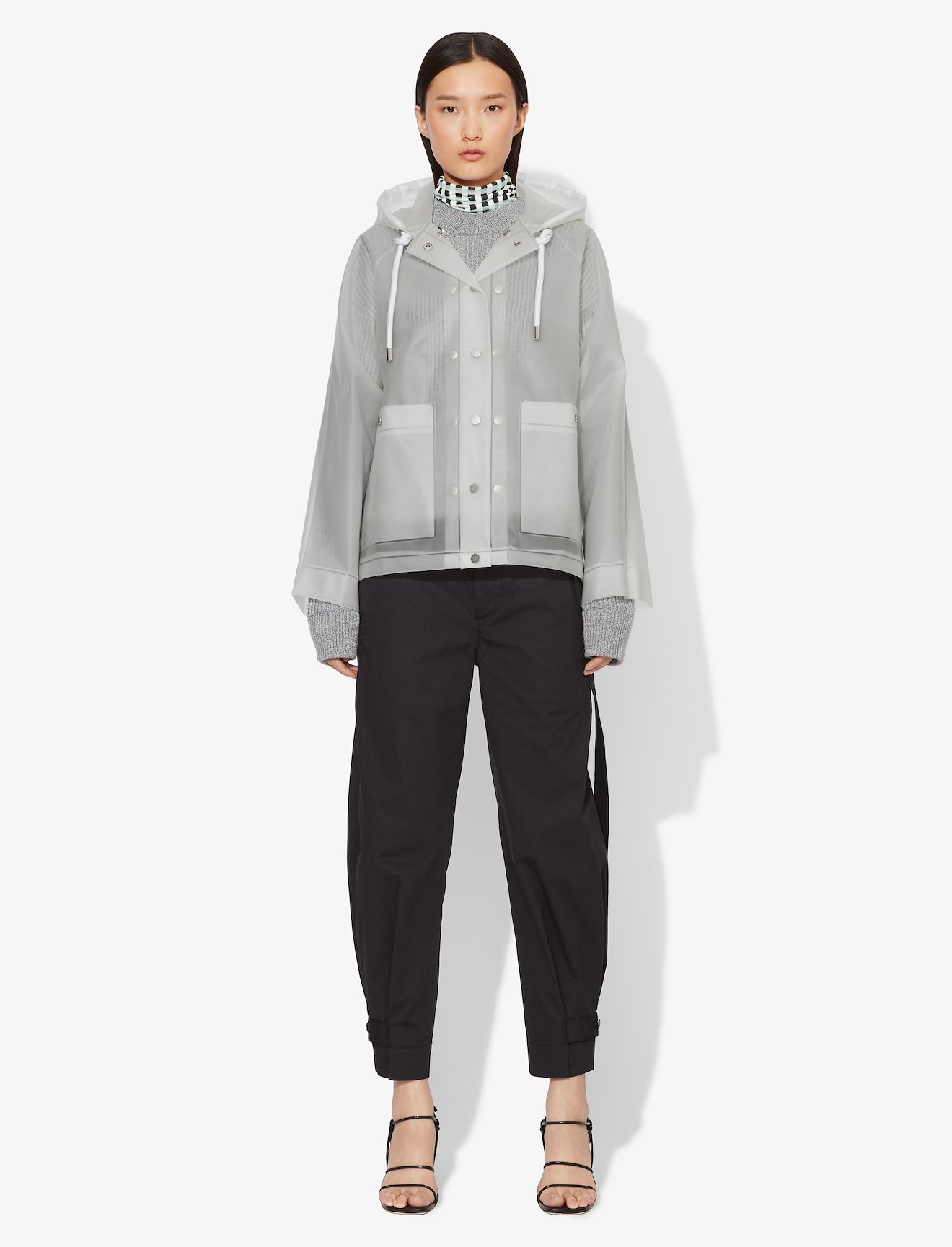 Address Logo Print Short Lined Raincoat #1