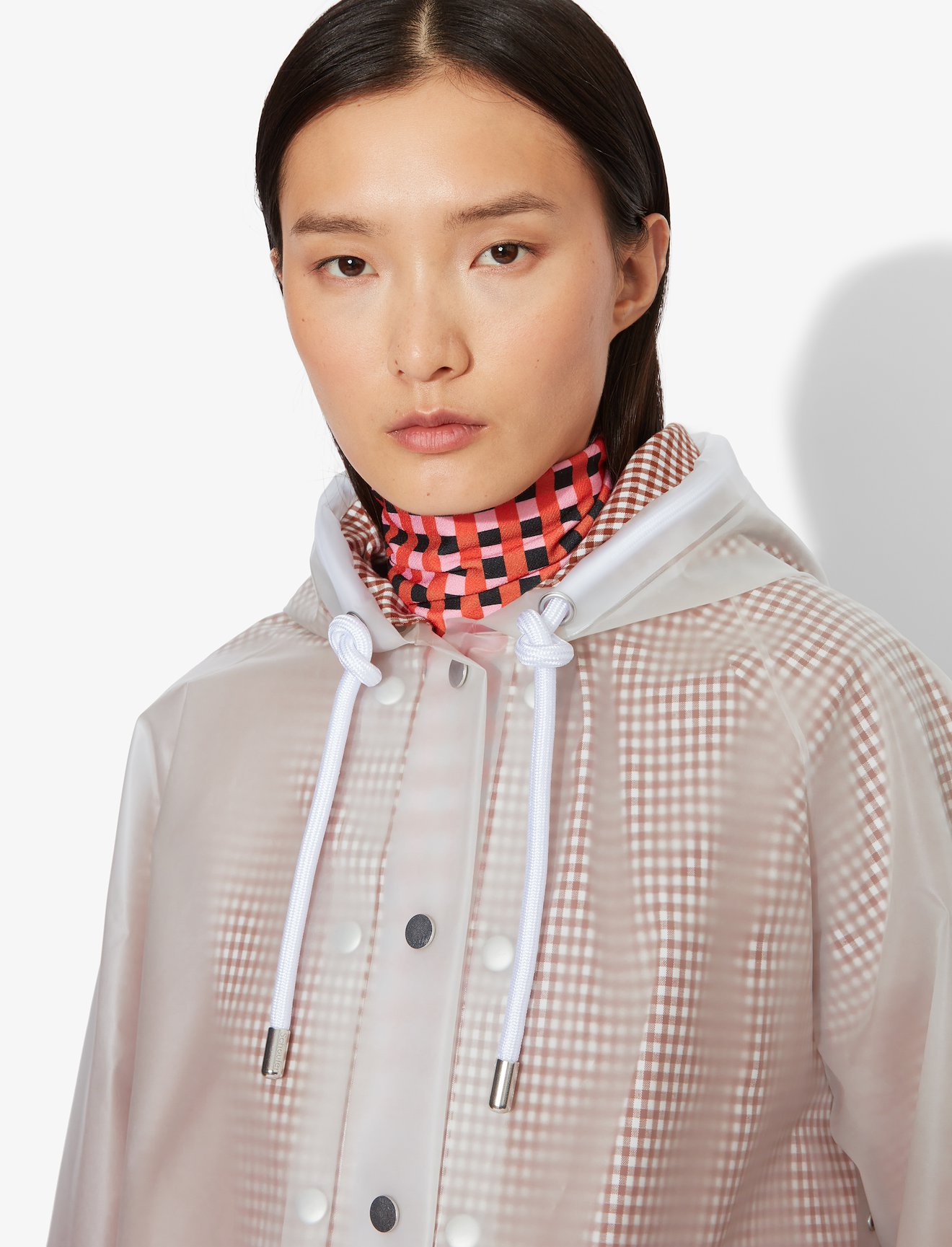 Address Logo Print Short Lined Raincoat #3