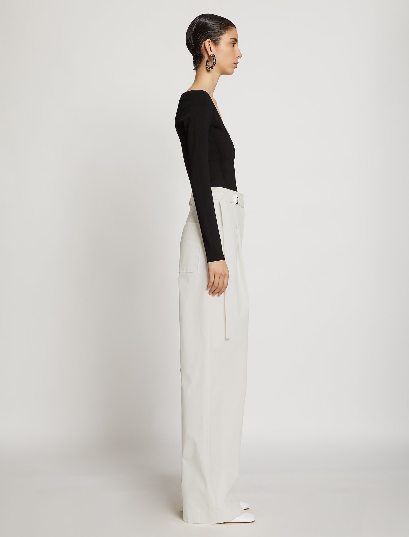 Belted Cotton Twill Pants #1