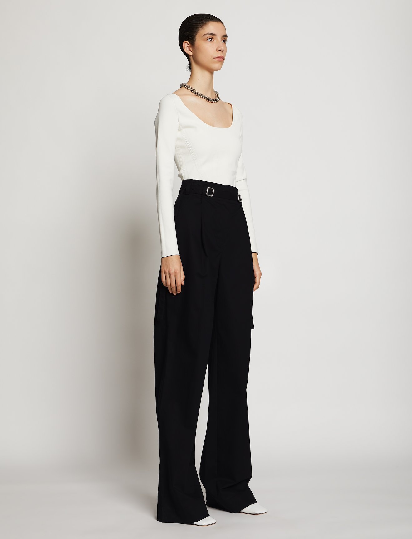 Belted Cotton Twill Pants #1