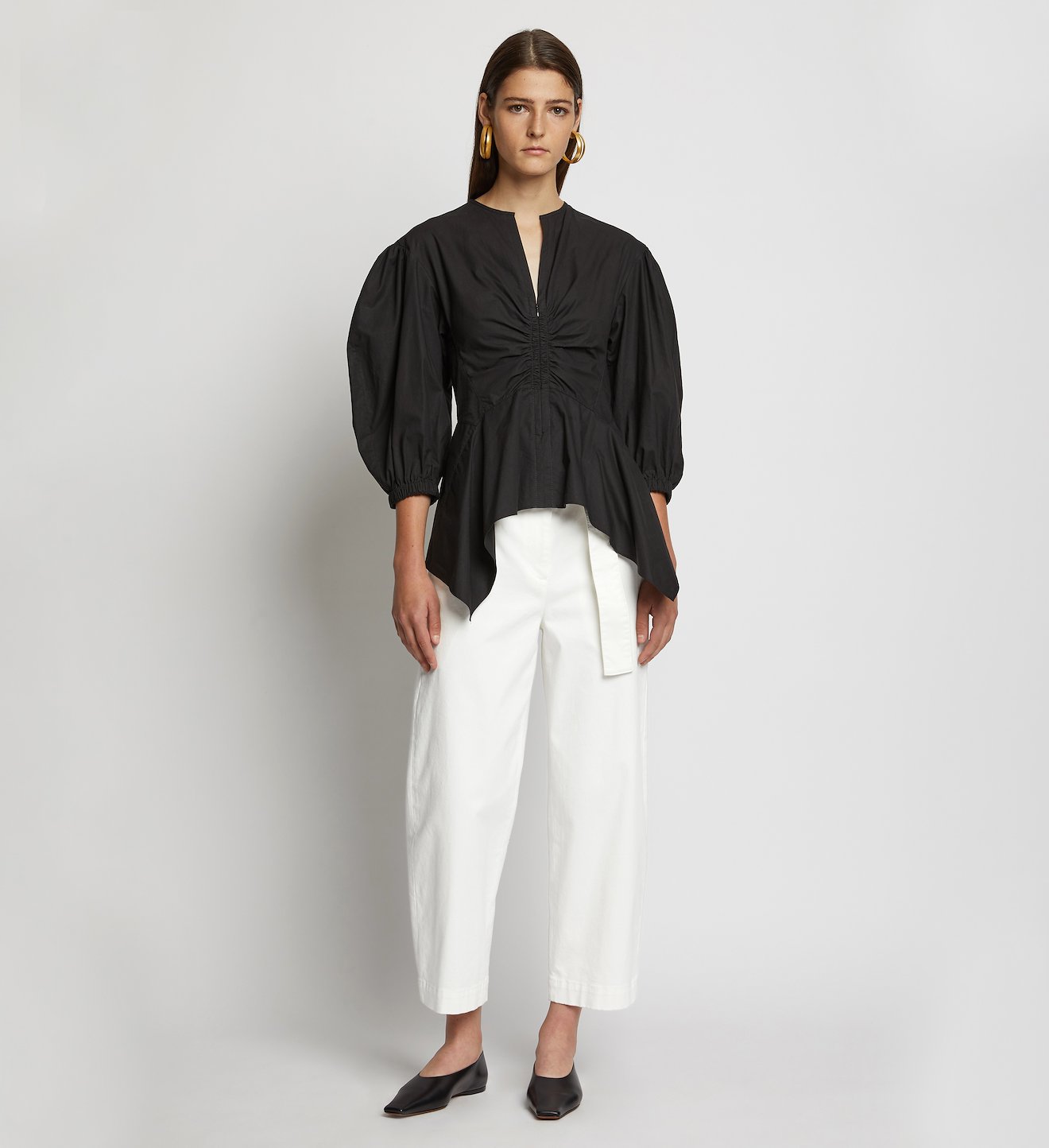 Belted Cotton Twill Pants