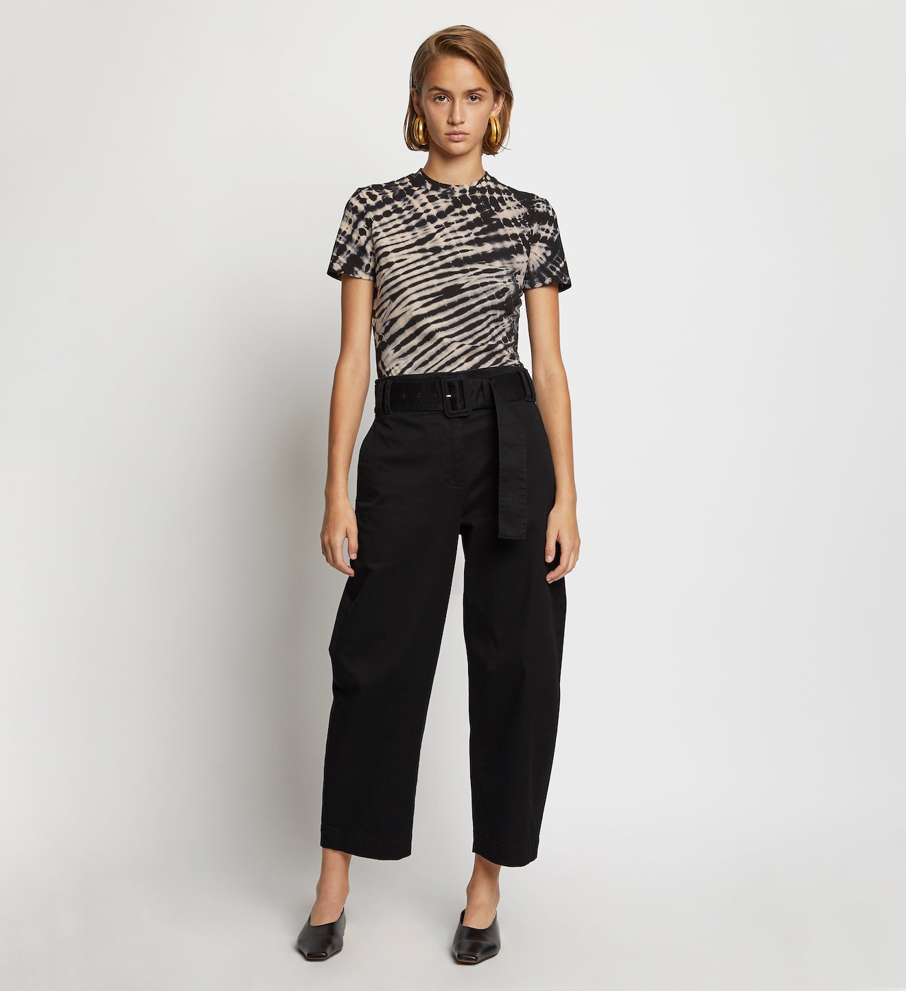 Belted Cotton Twill Pants