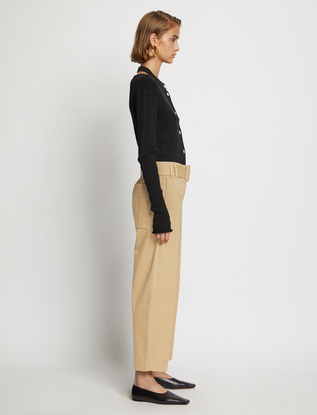 Belted Cotton Twill Pants #1