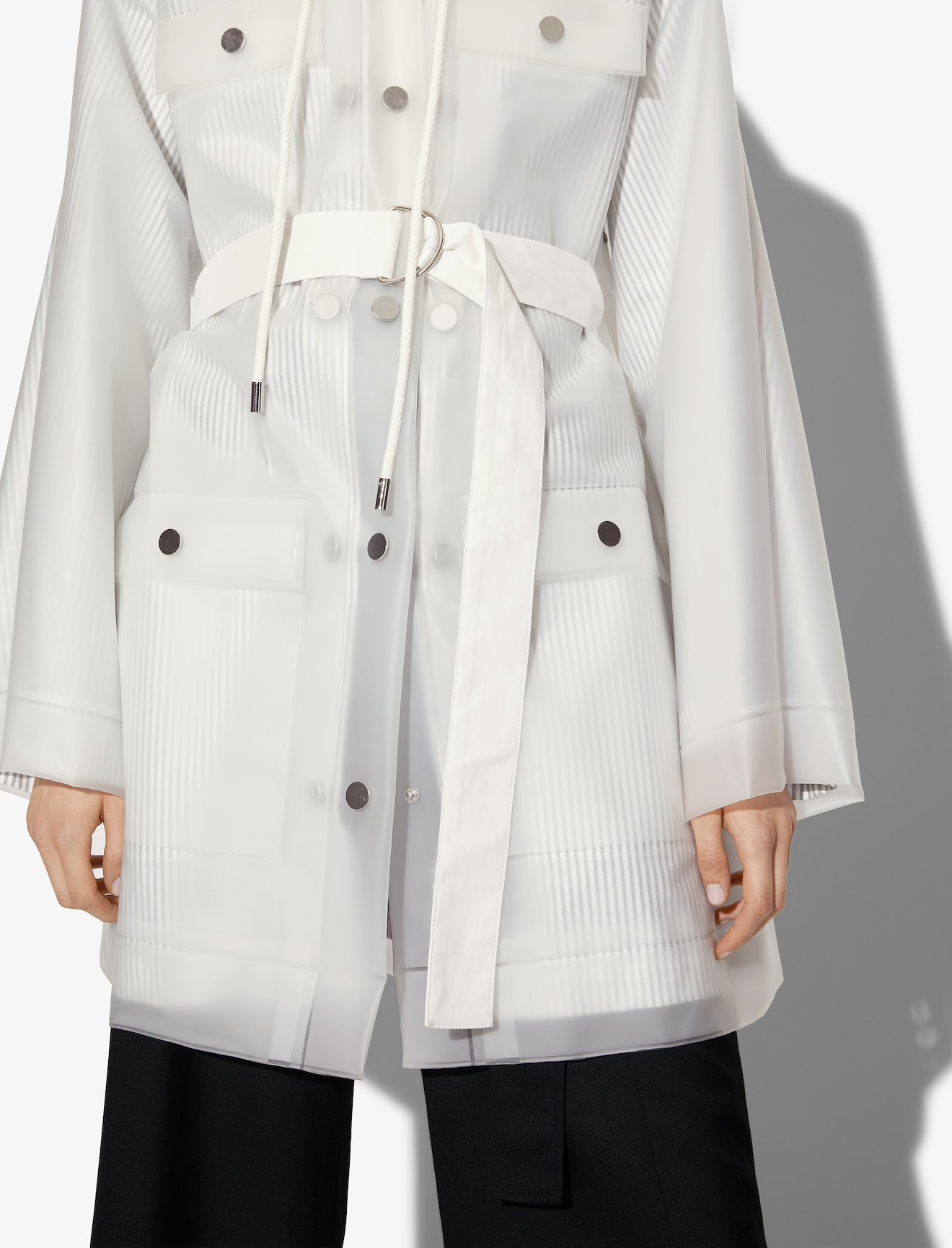 Belted Raincoat With Striped Lining #3