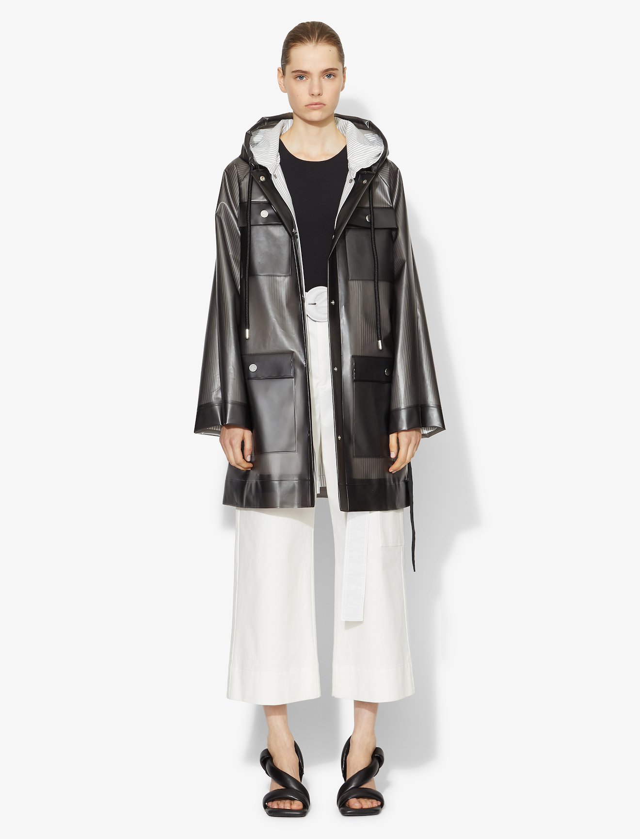 Belted Raincoat With Striped Lining #1