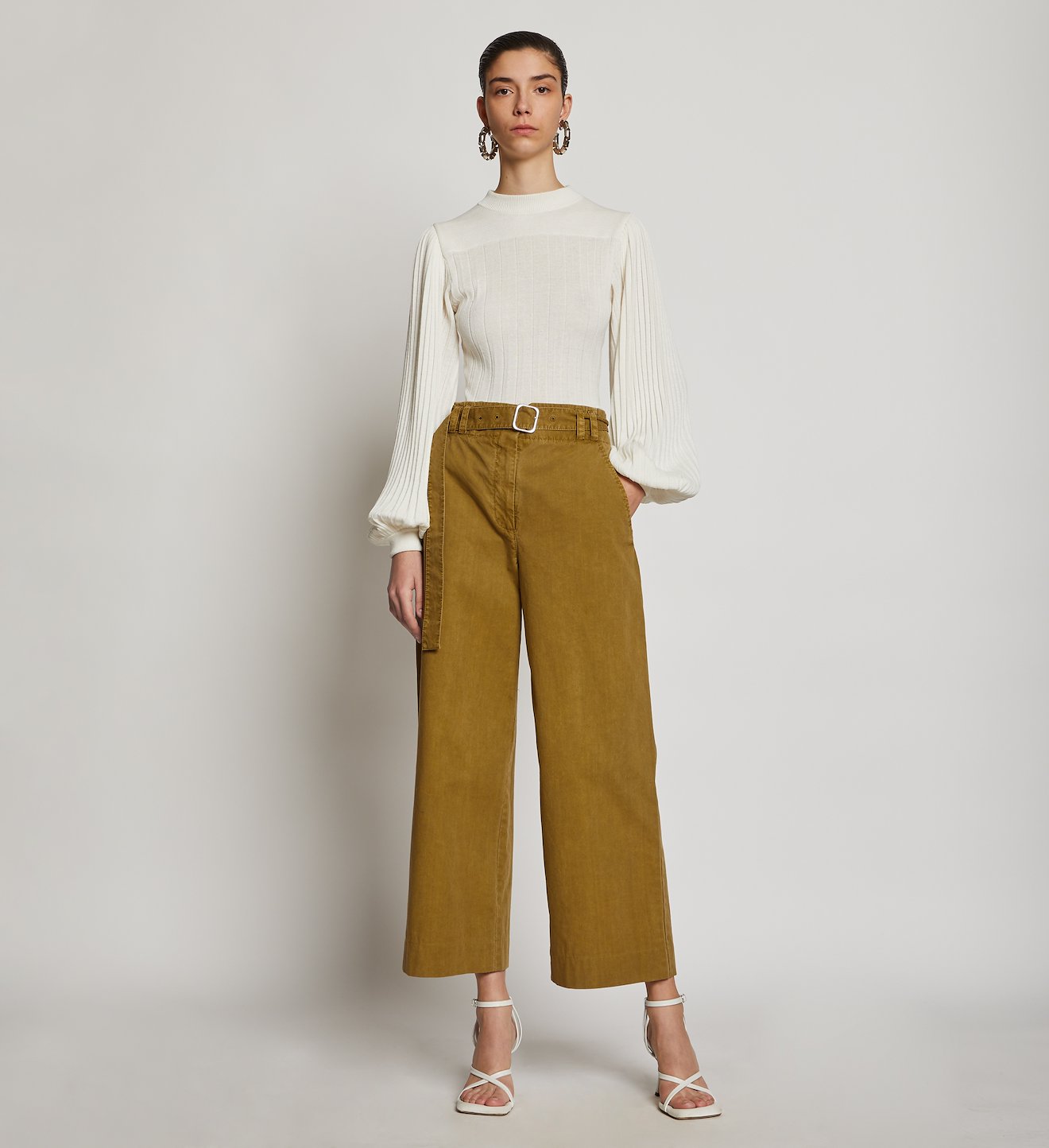 Belted Washed Cotton Pants