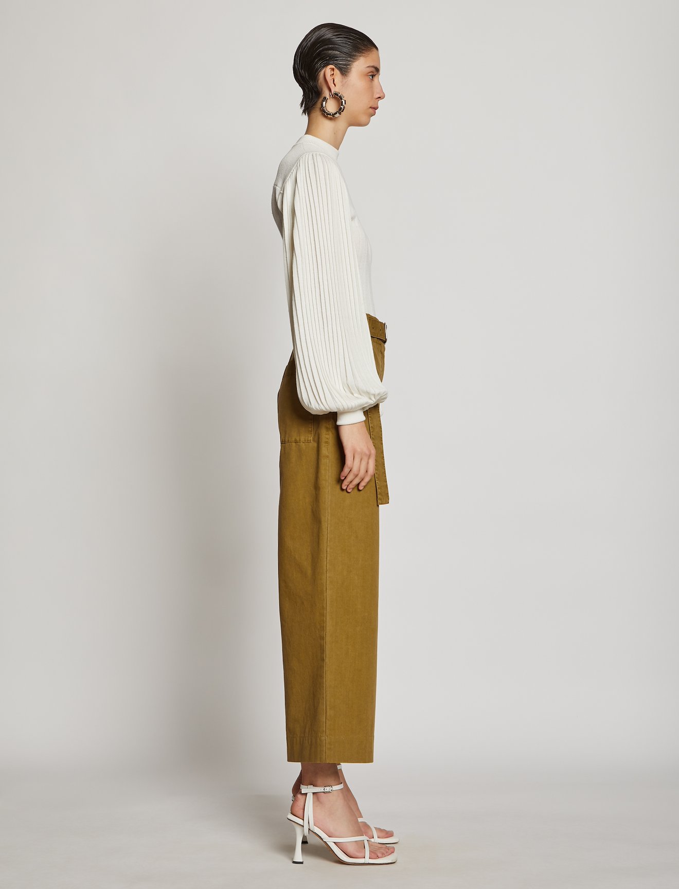Belted Washed Cotton Pants #1