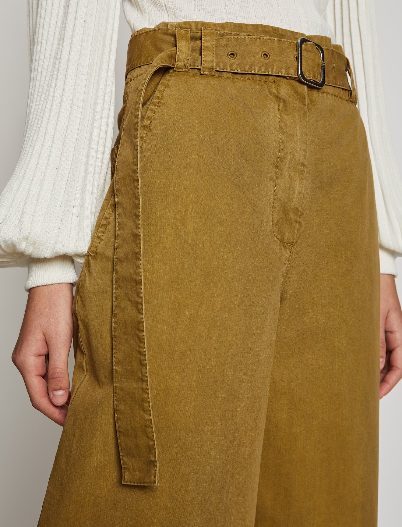 Belted Washed Cotton Pants #3