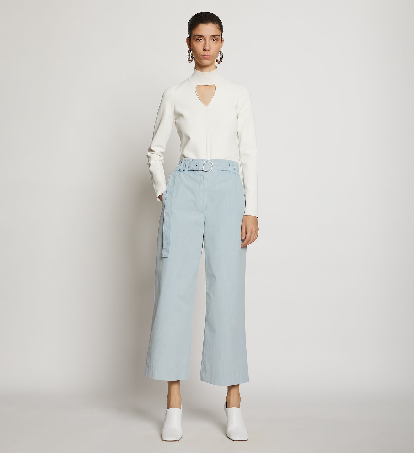 Belted Washed Cotton Pants