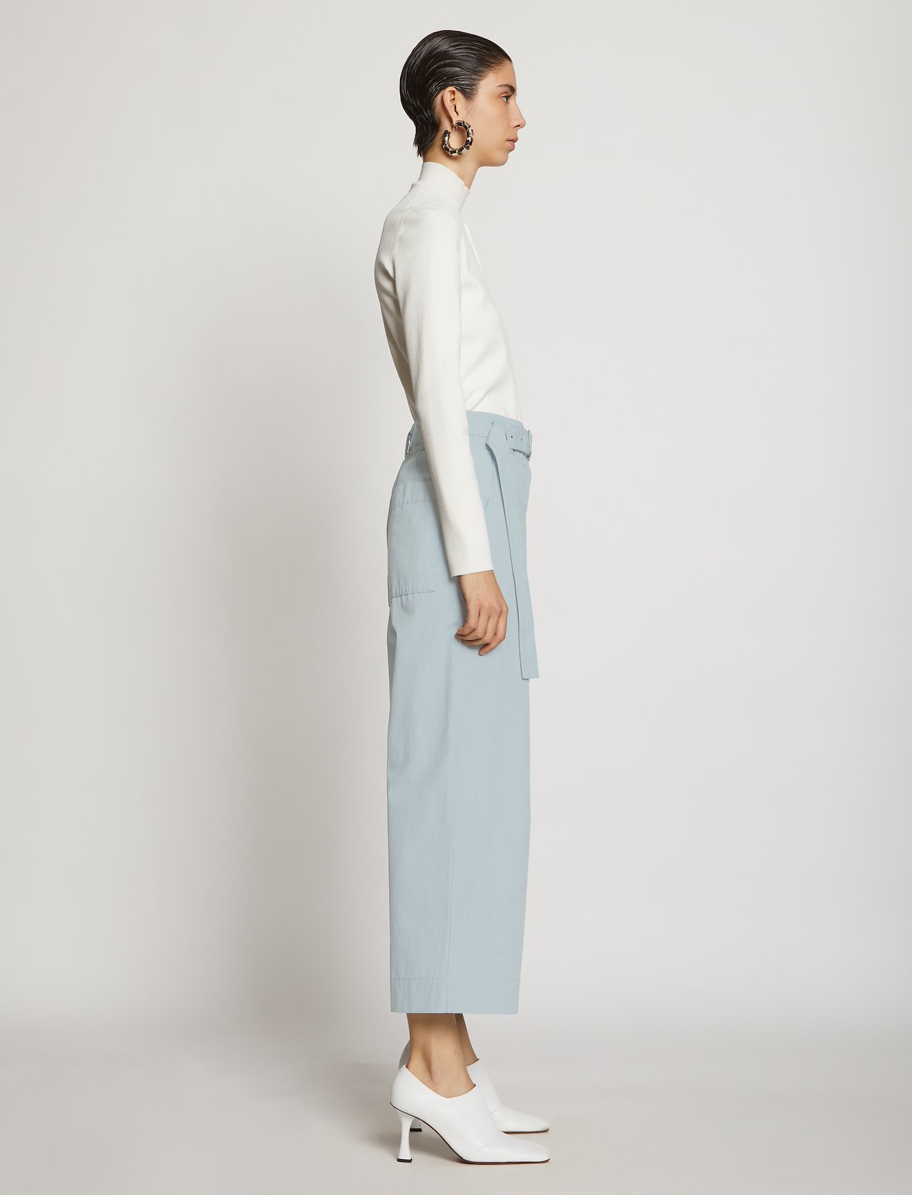 Belted Washed Cotton Pants #1