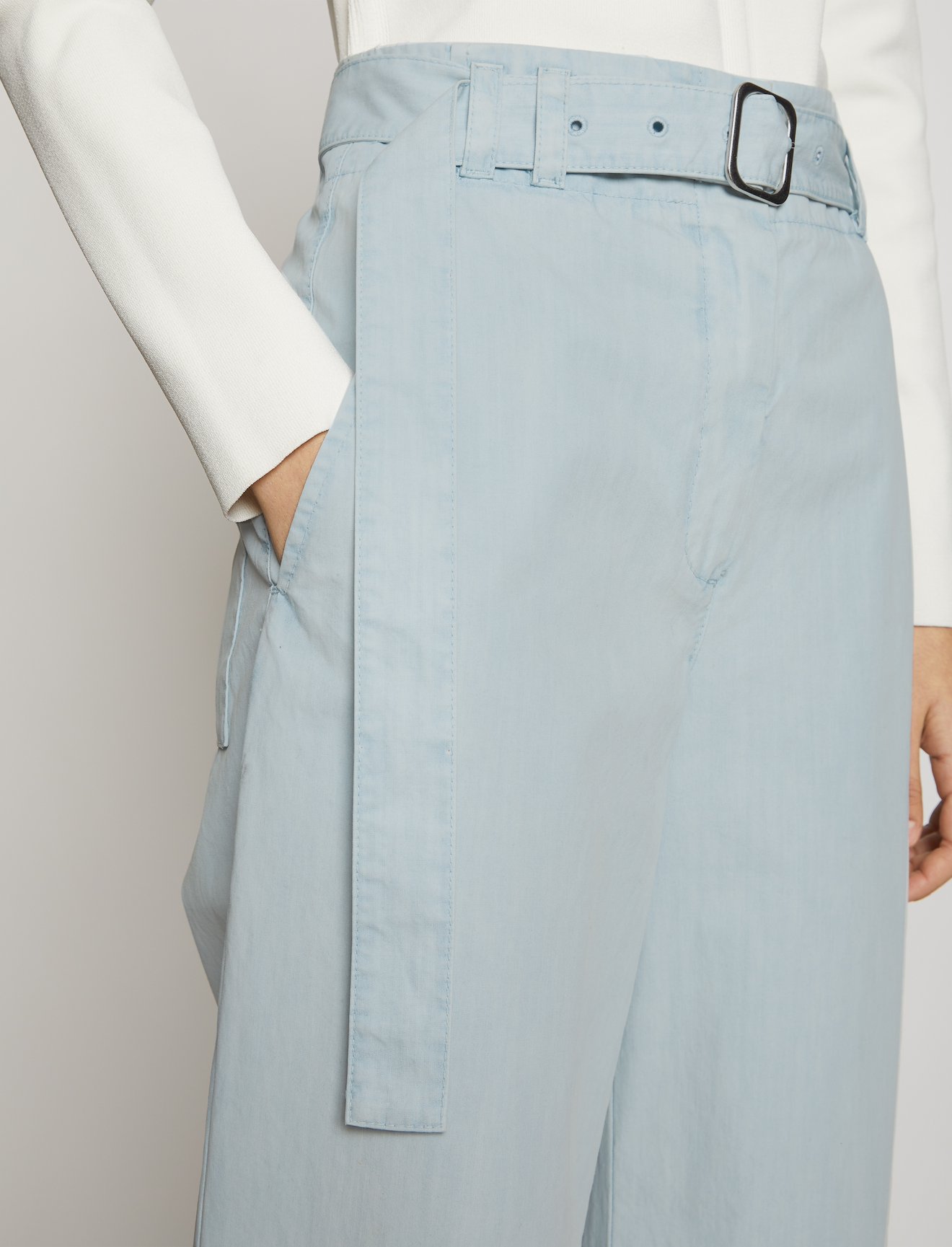 Belted Washed Cotton Pants #3
