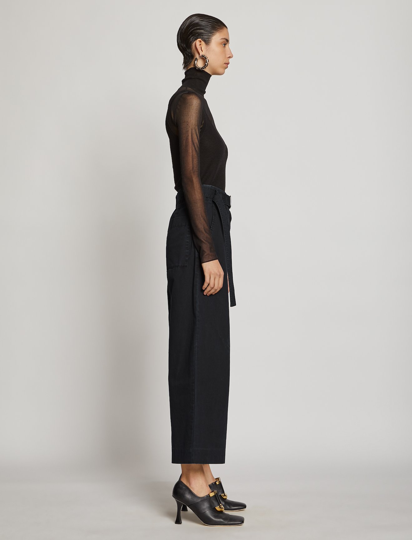 Belted Washed Cotton Pants #1