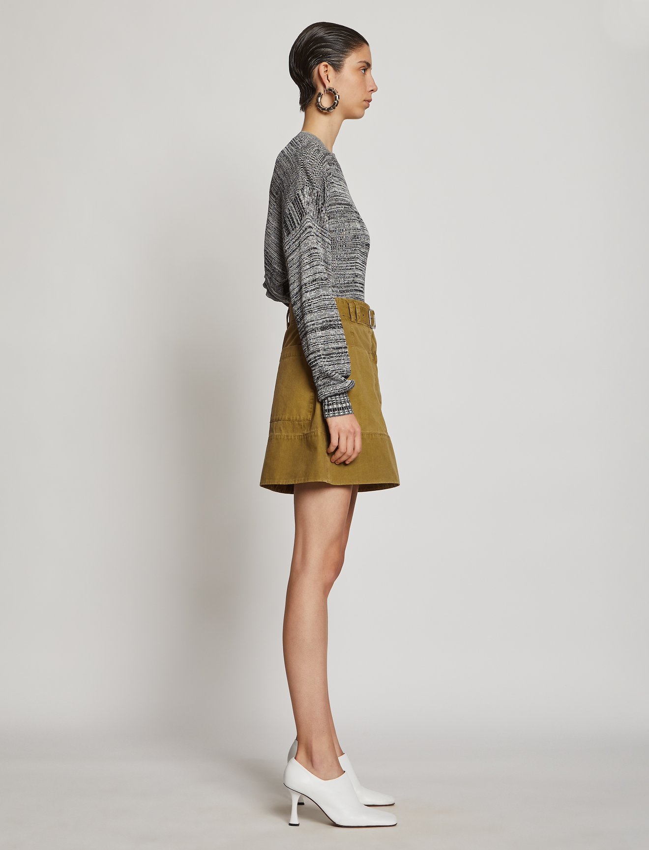 Belted Washed Cotton Skirt #1
