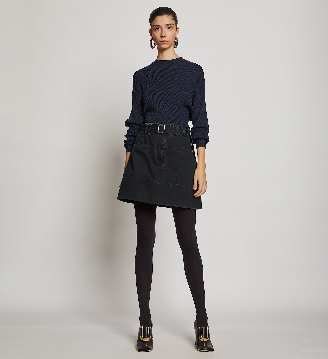 Belted Washed Cotton Skirt