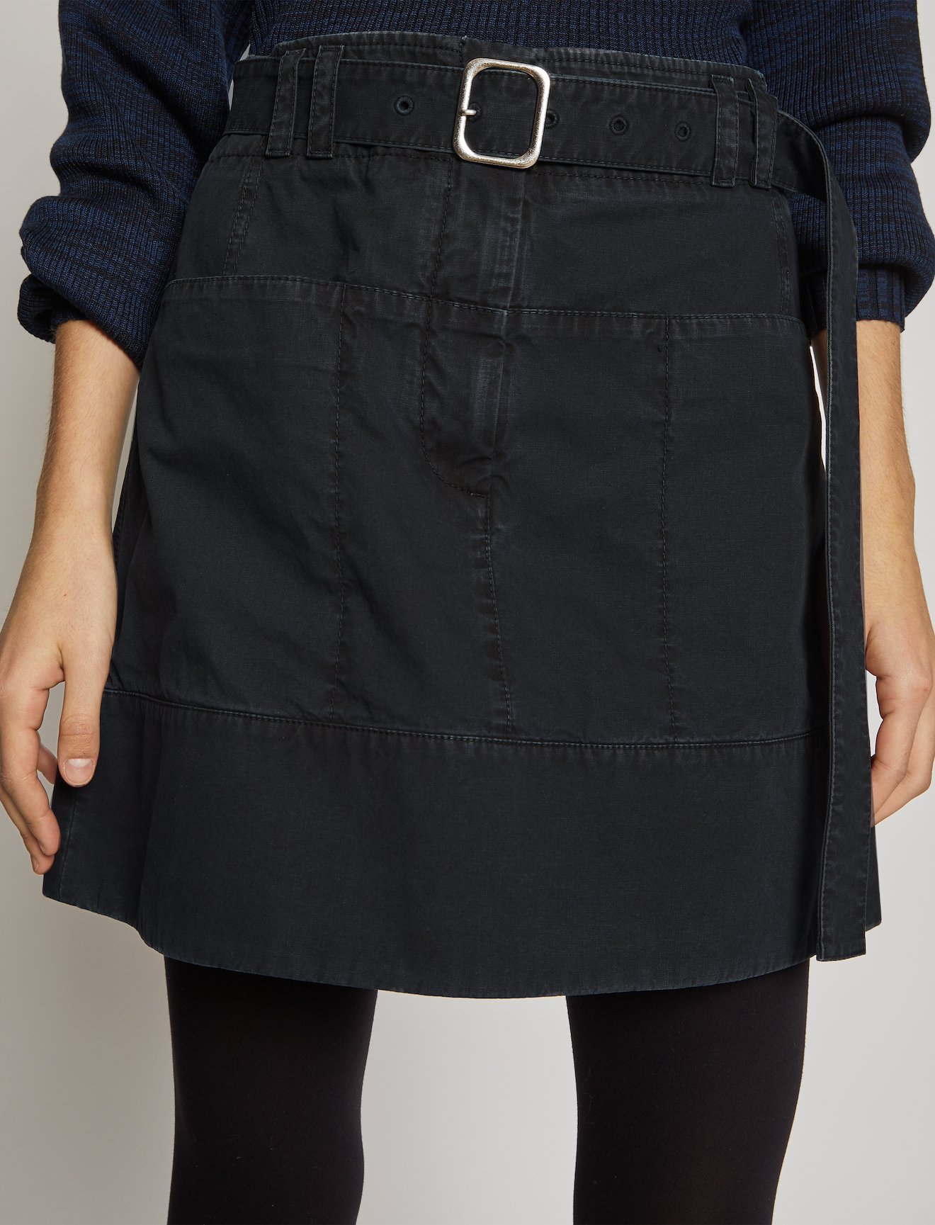 Belted Washed Cotton Skirt #3