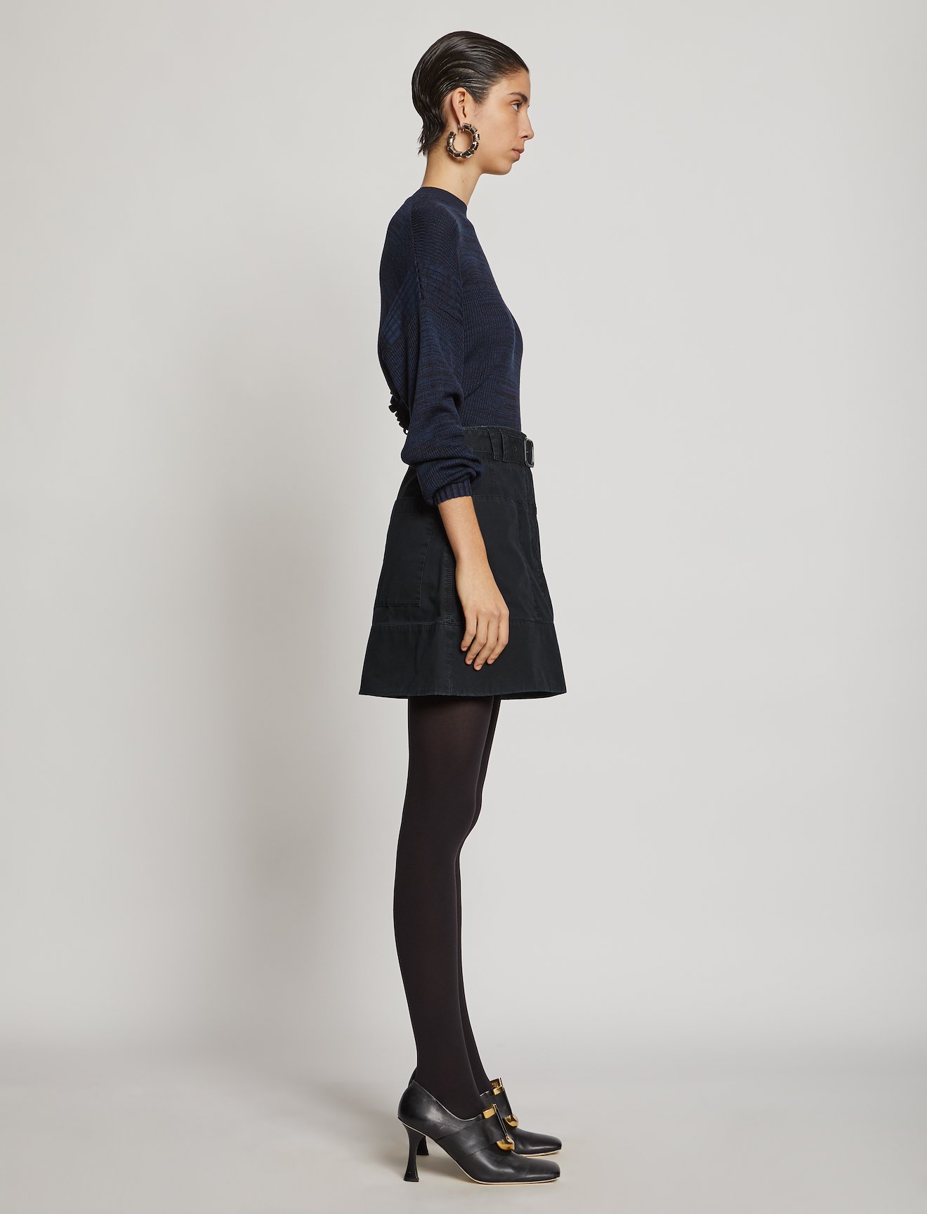 Belted Washed Cotton Skirt #1