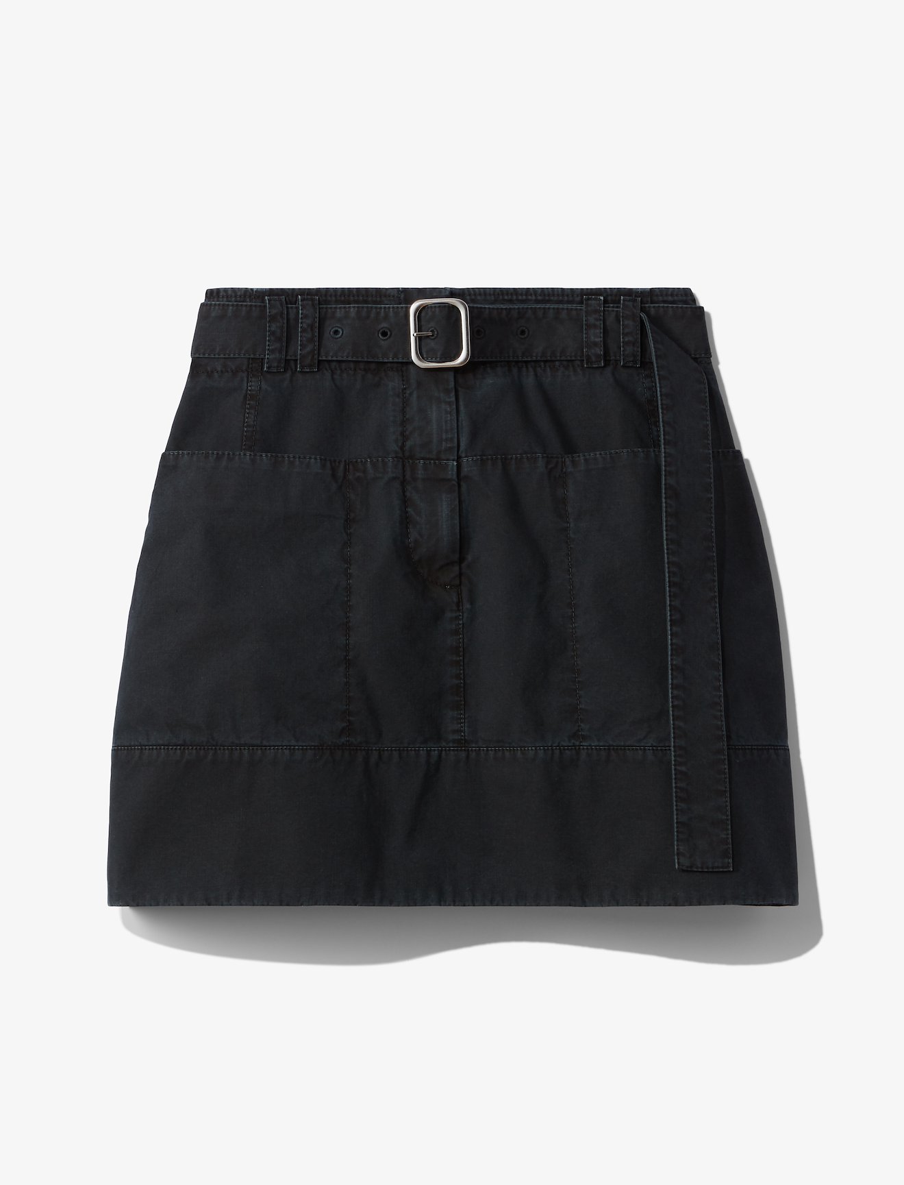 Belted Washed Cotton Skirt #4