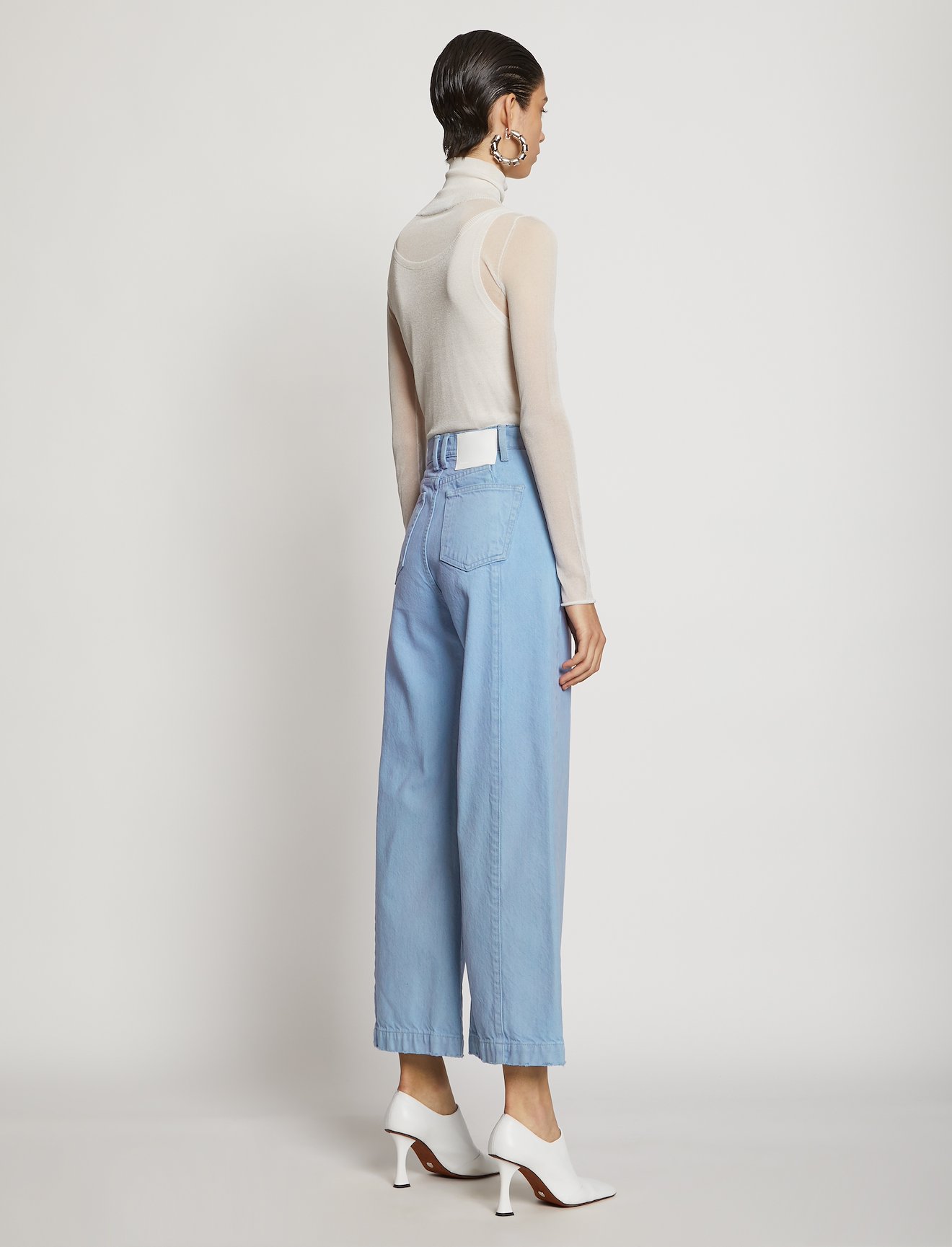 Bleached Denim Wide Cropped Jeans #2