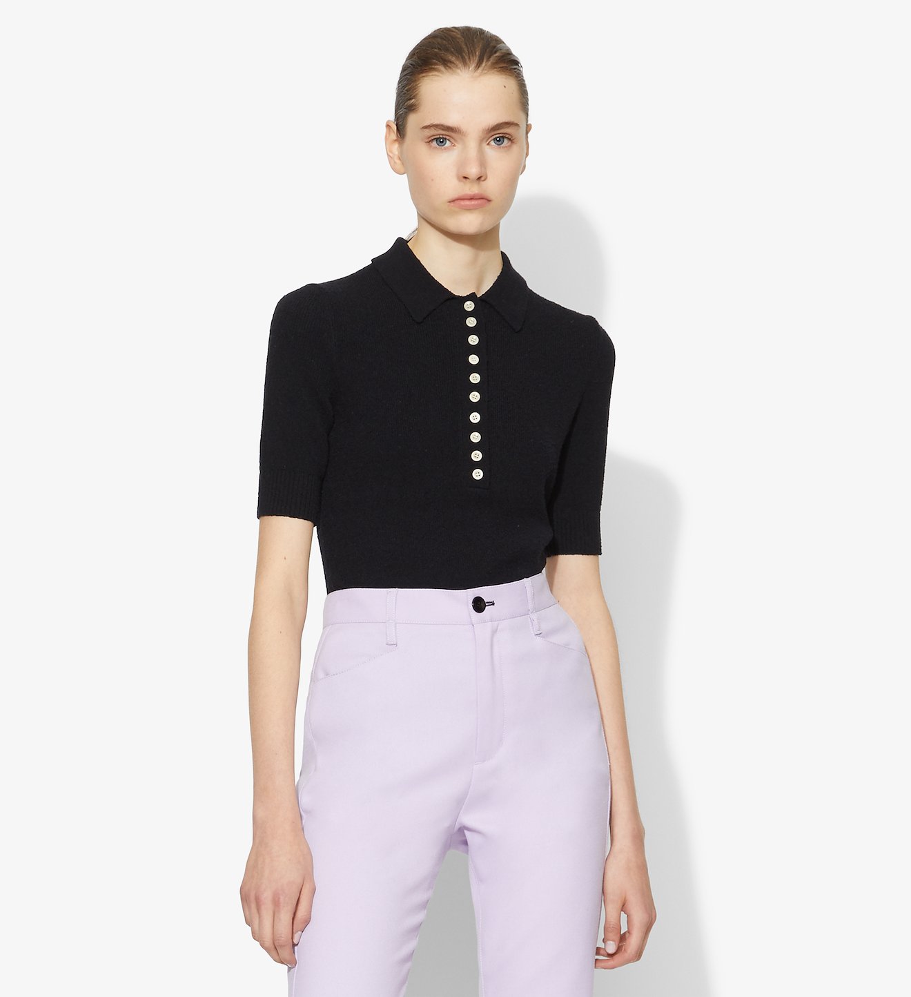 Boucle Polo Knit Top