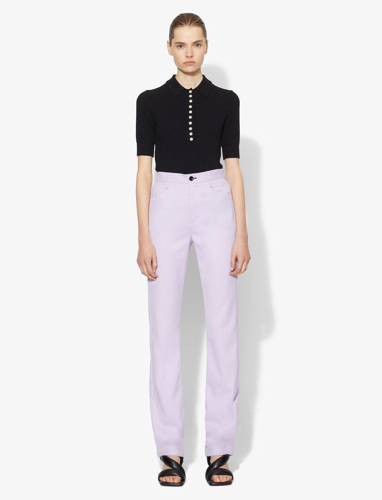 Boucle Polo Knit Top #1