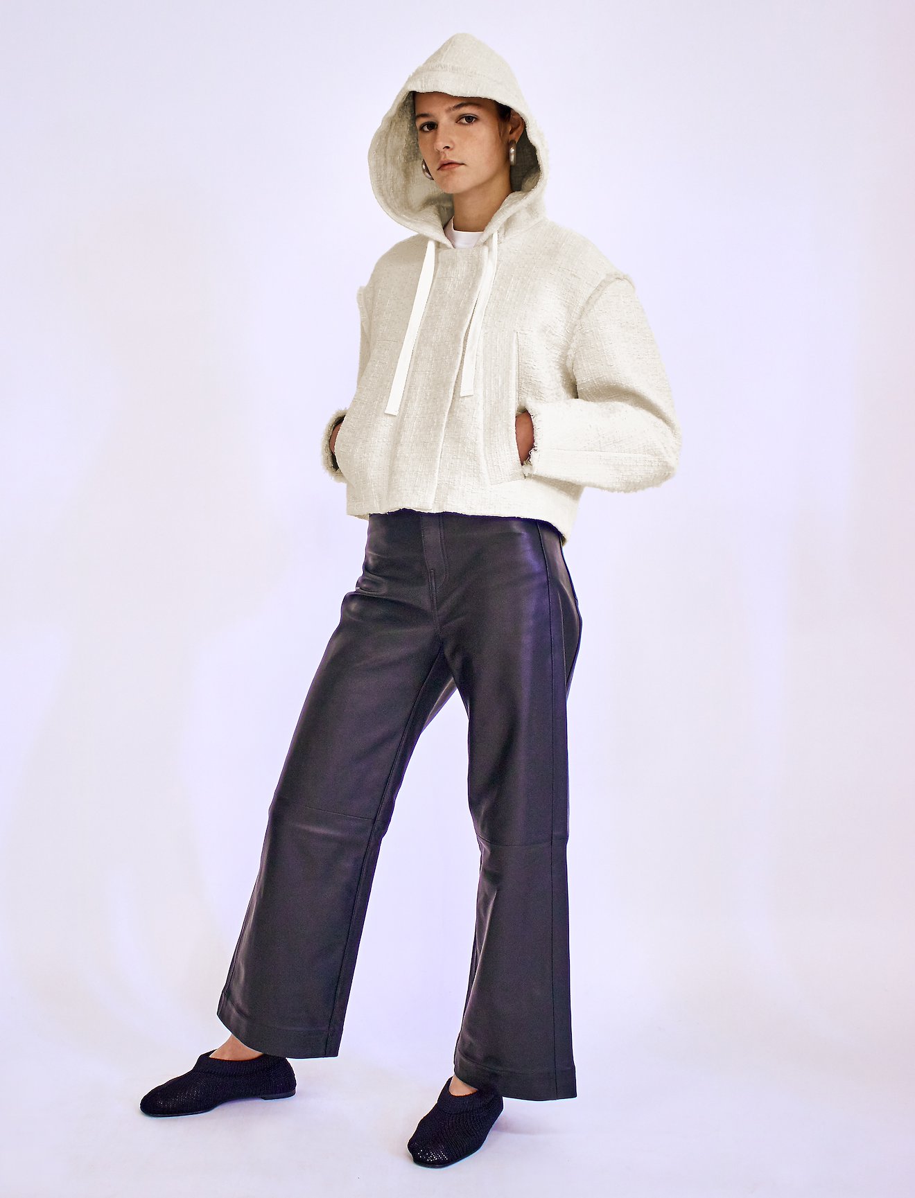Bouclé Tweed Hooded Jacket #5