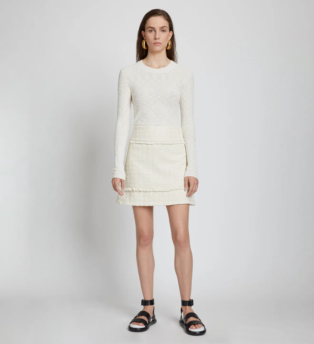 white tweed mini skirt