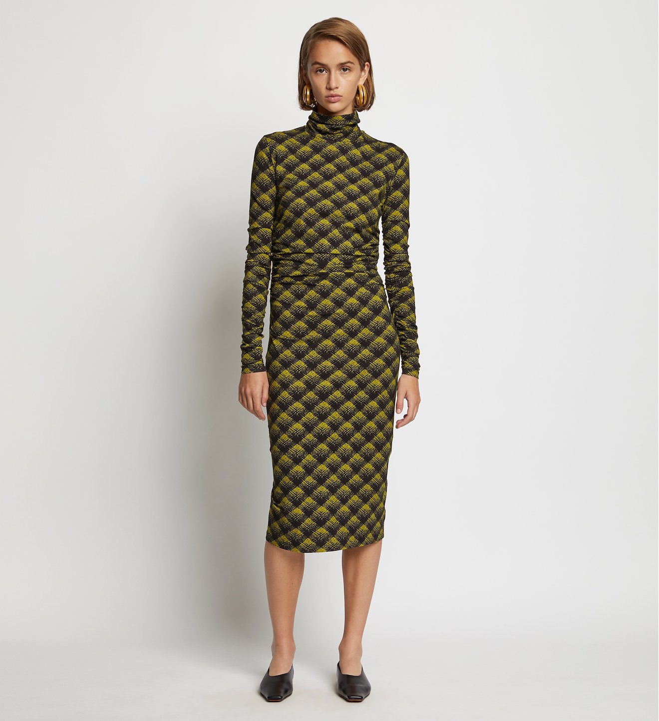 Brushed Plaid Jersey Dress