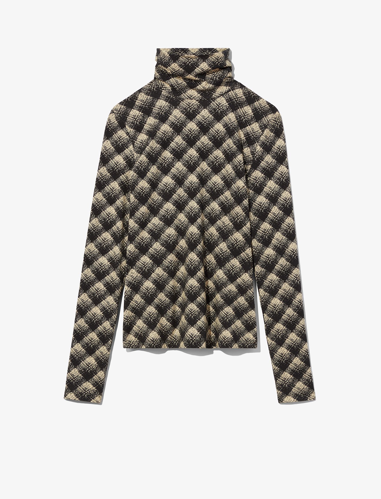 Brushed Plaid Jersey Turtleneck Top #5