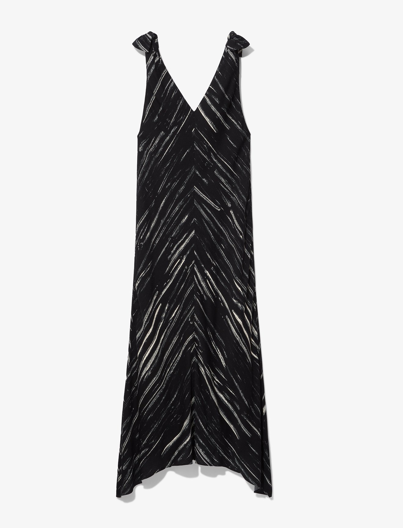 Brushstroke Printed Sleeveless Knot Dress #4
