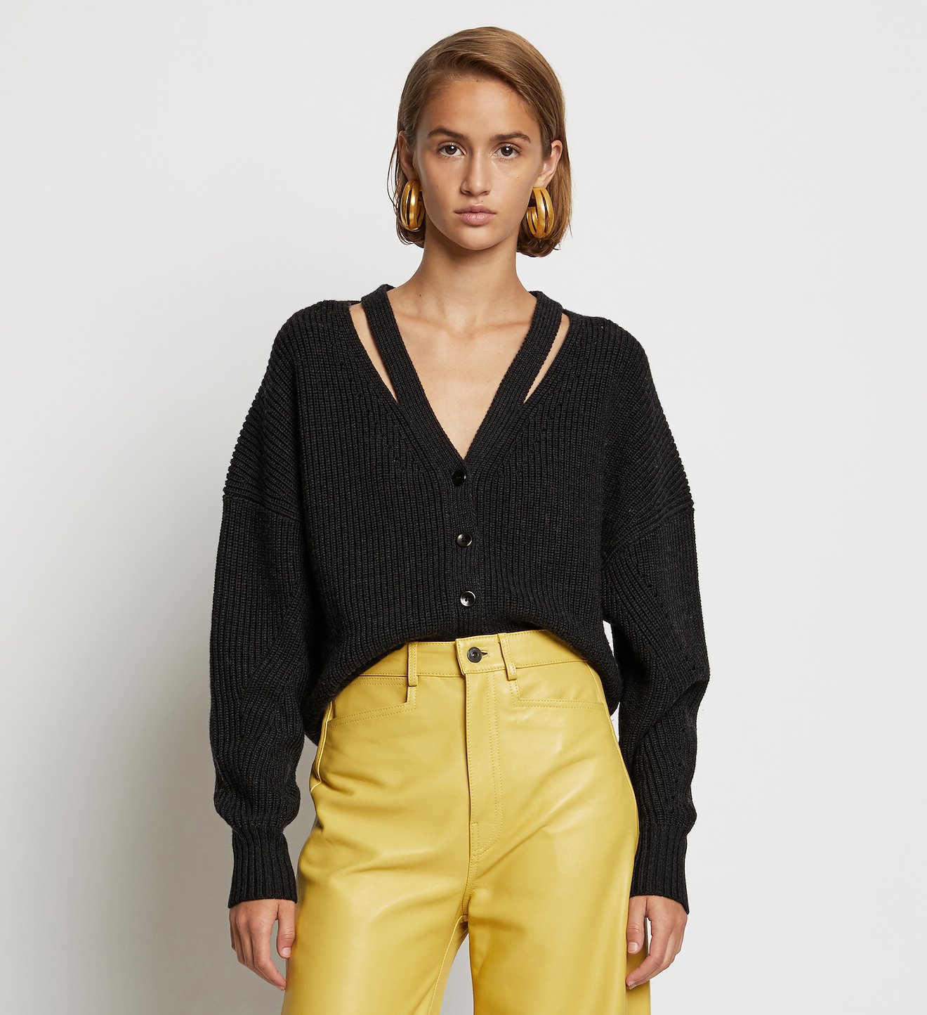 Button Back Merino Rib Cardigan