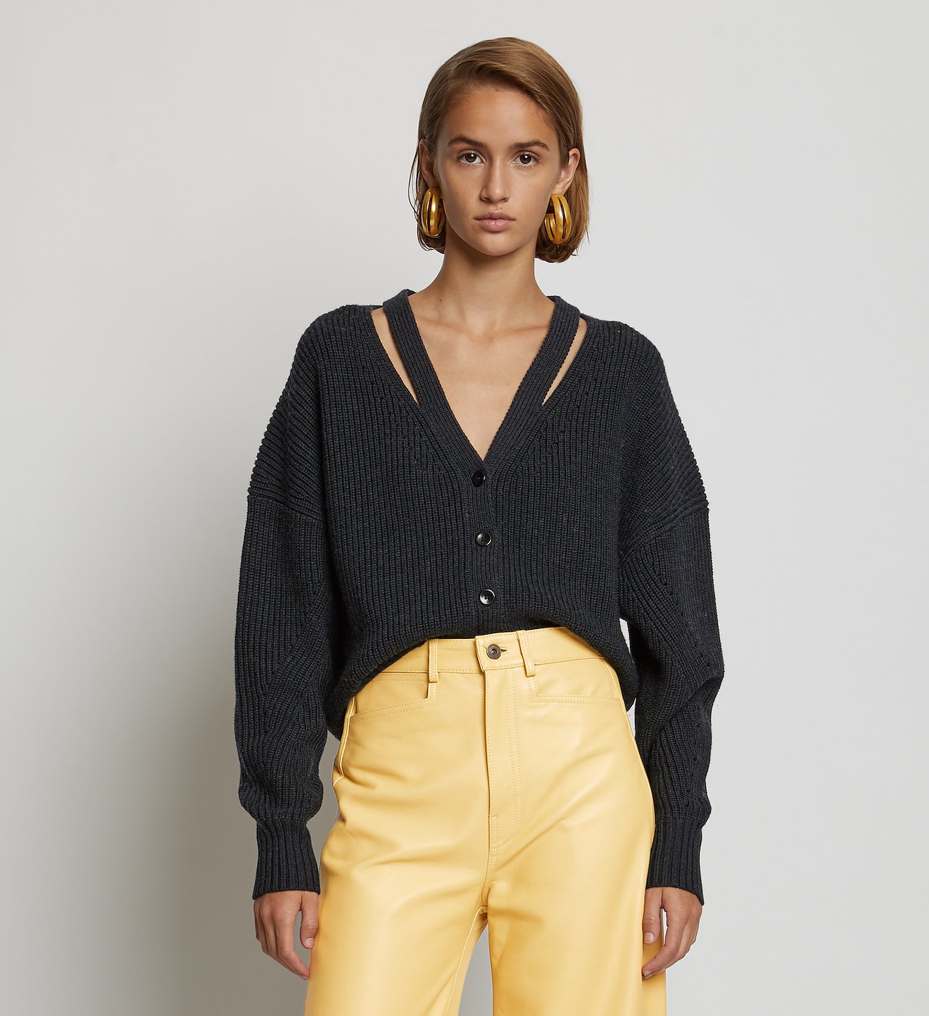 Button Back Merino Rib Cardigan