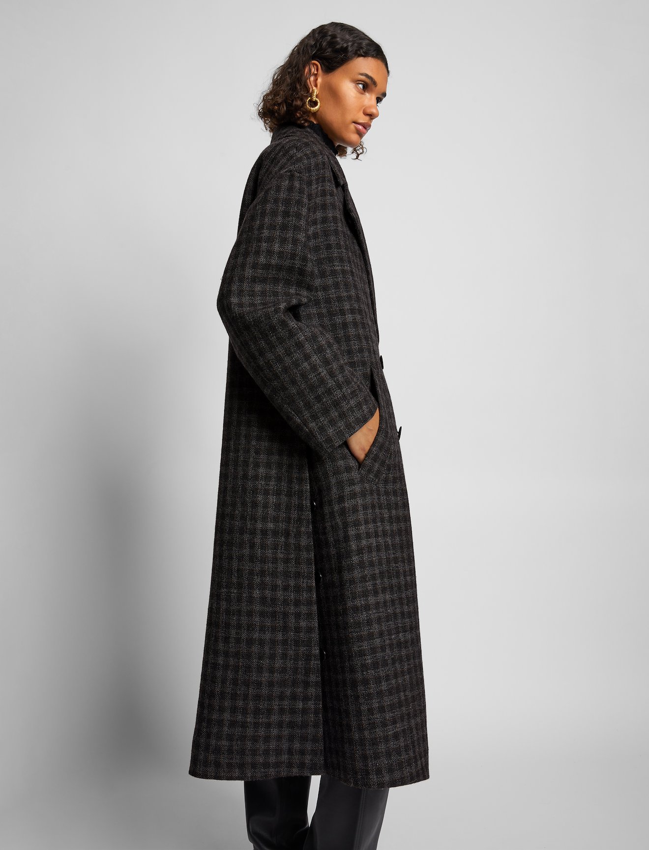 Checkered Plaid Double Breasted Coat #3