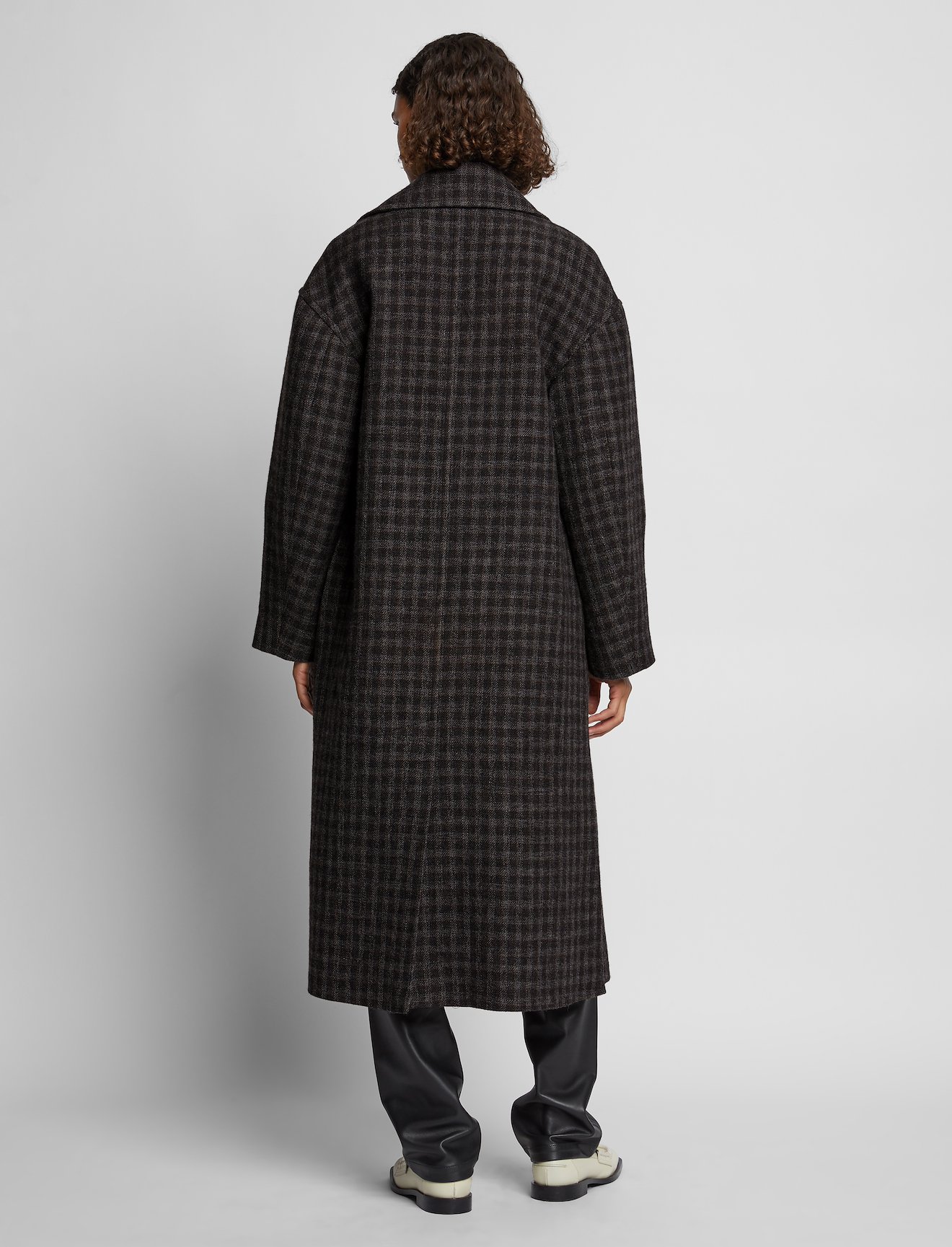 Checkered Plaid Double Breasted Coat #2