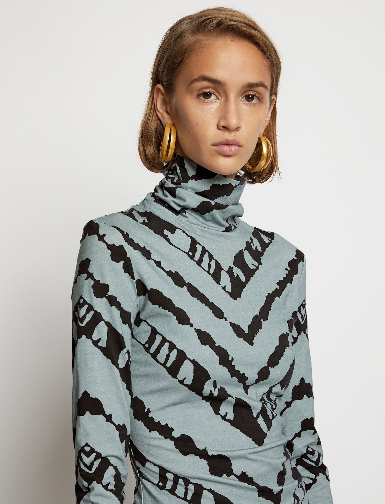Chevron Jersey Turtleneck Top #4