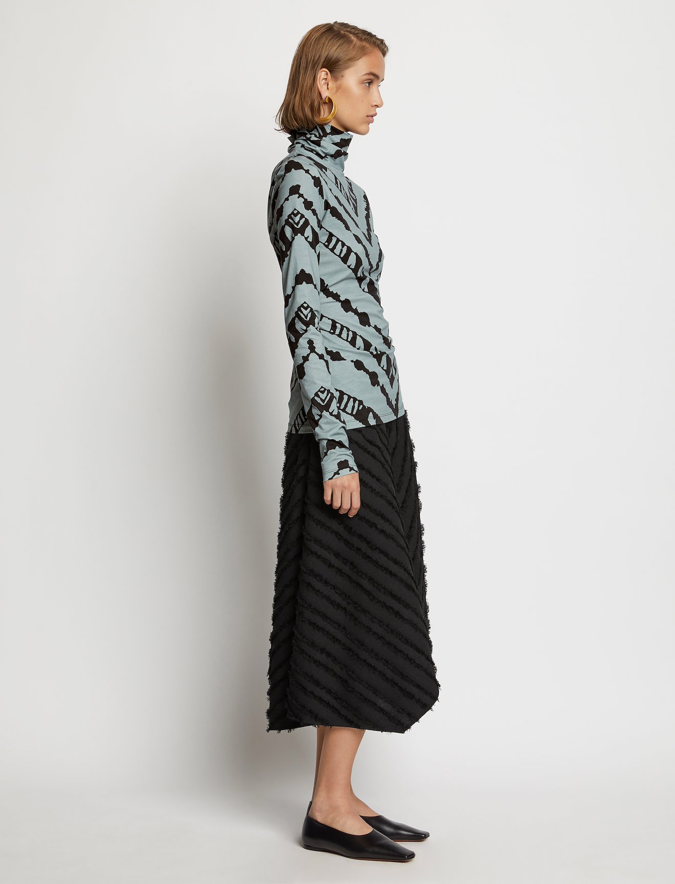 Chevron Jersey Turtleneck Top #2
