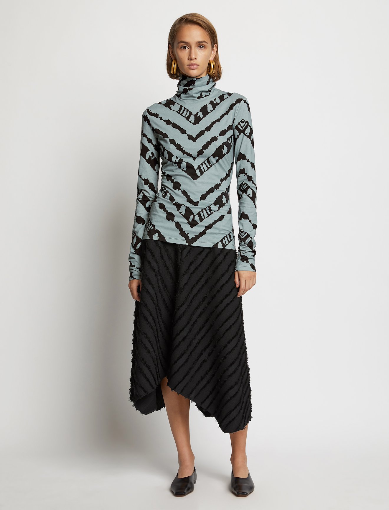Chevron Jersey Turtleneck Top #1