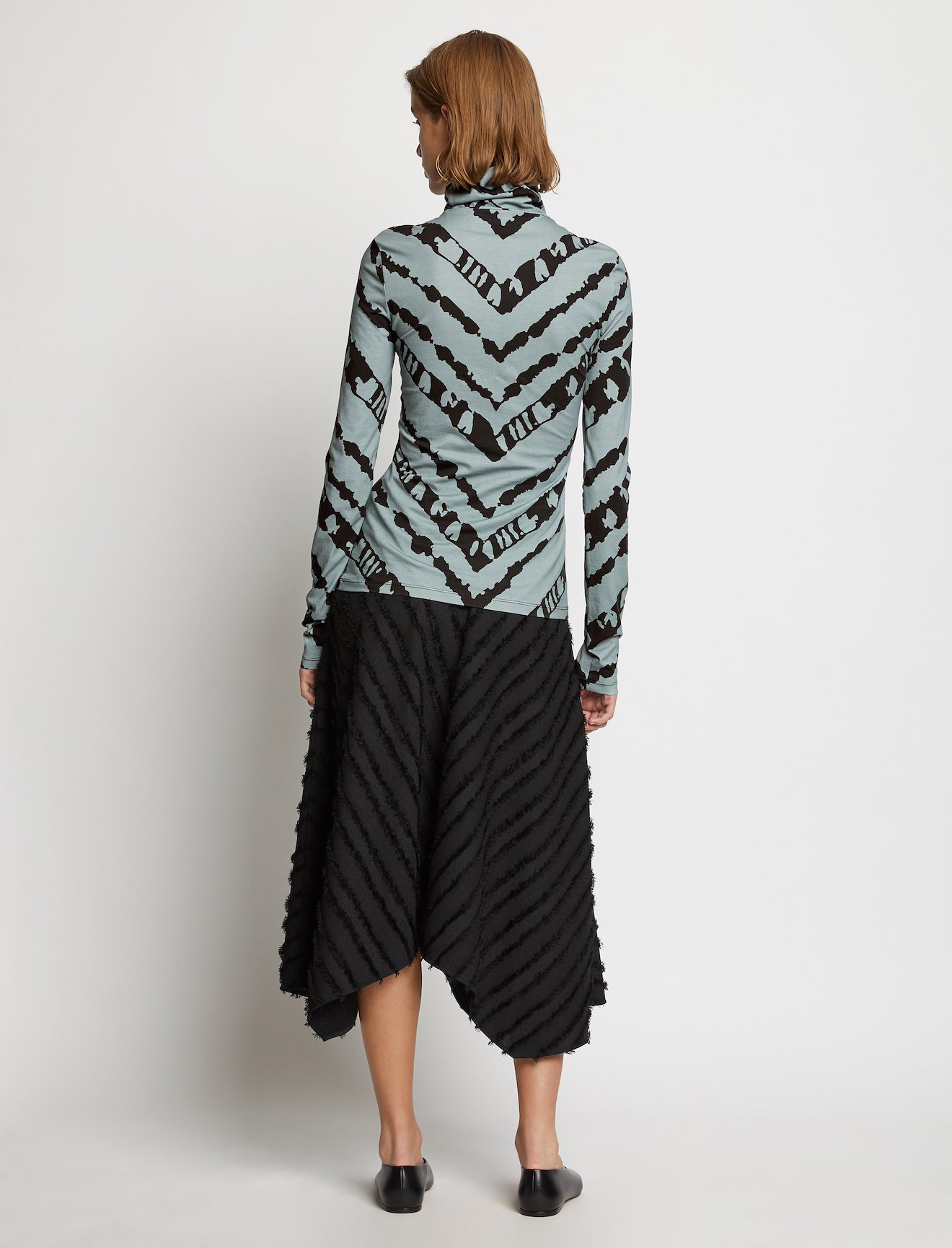 Chevron Jersey Turtleneck Top #3