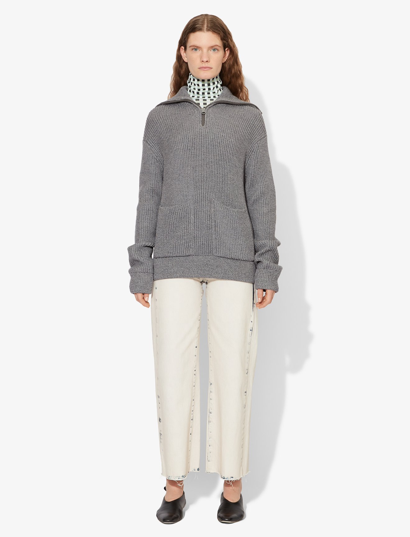 Chunky Rib Half Zip Knit Cardigan #1