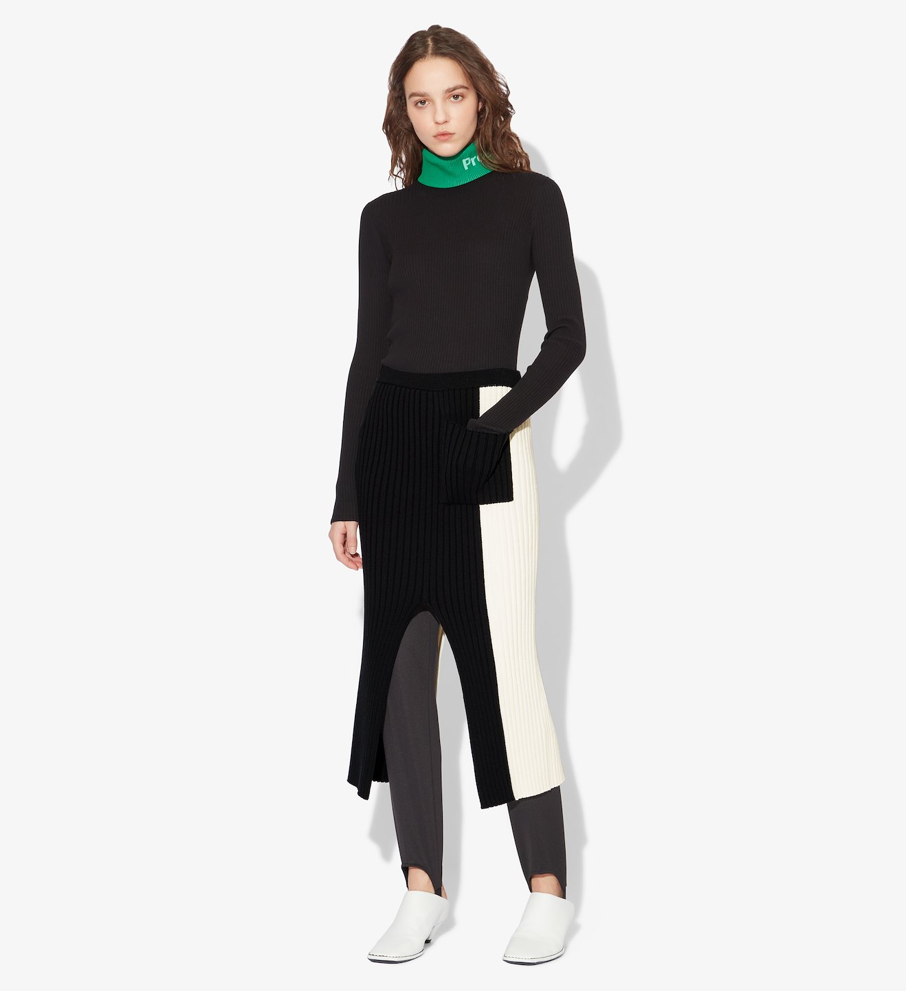 Colorblock Rib Knit Skirt