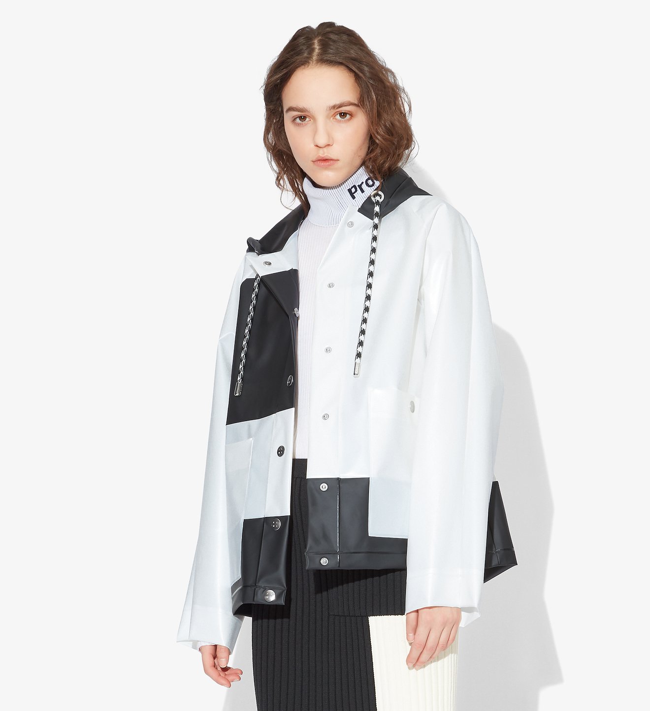 Colorblock Short Raincoat
