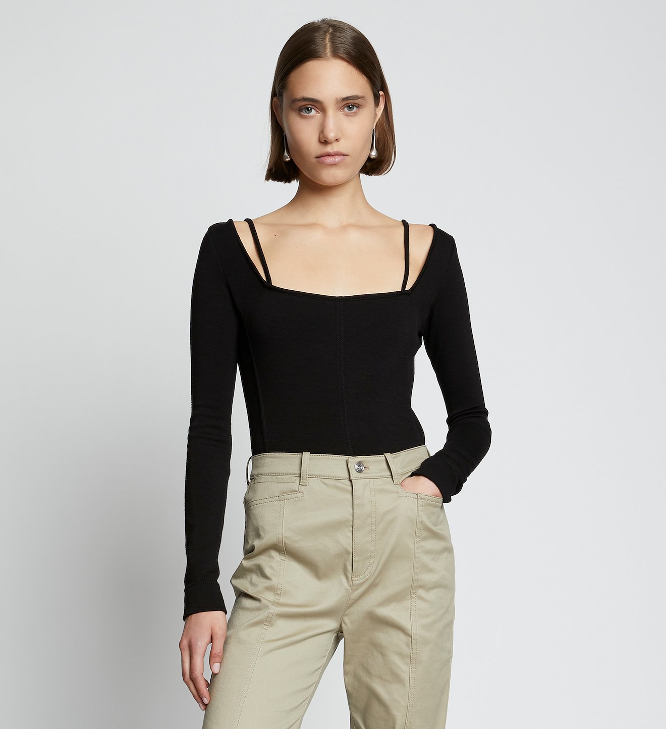 Compact Jersey Square Neck Bodysuit