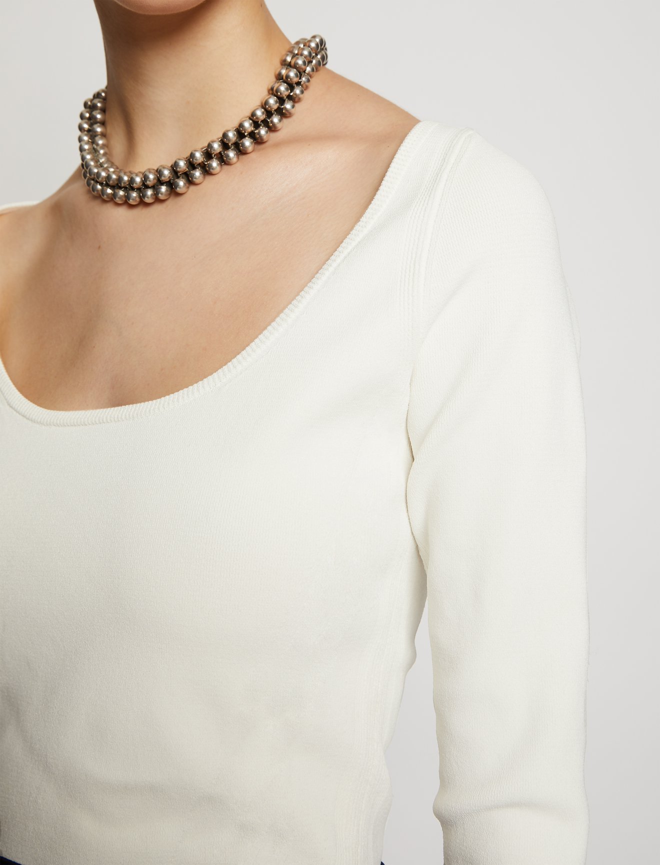 Compact Knit Scoop Neck Top #4